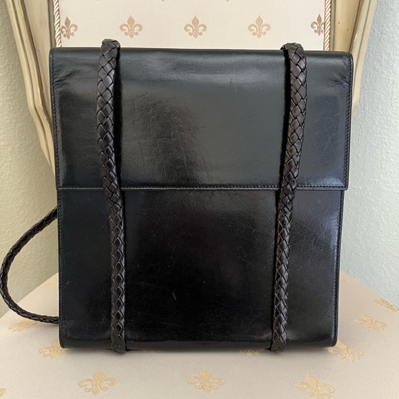 Bally Vintage Black Leather Double Braided Handles Timeless Design Shoulder Bag - Picture 2 of 12